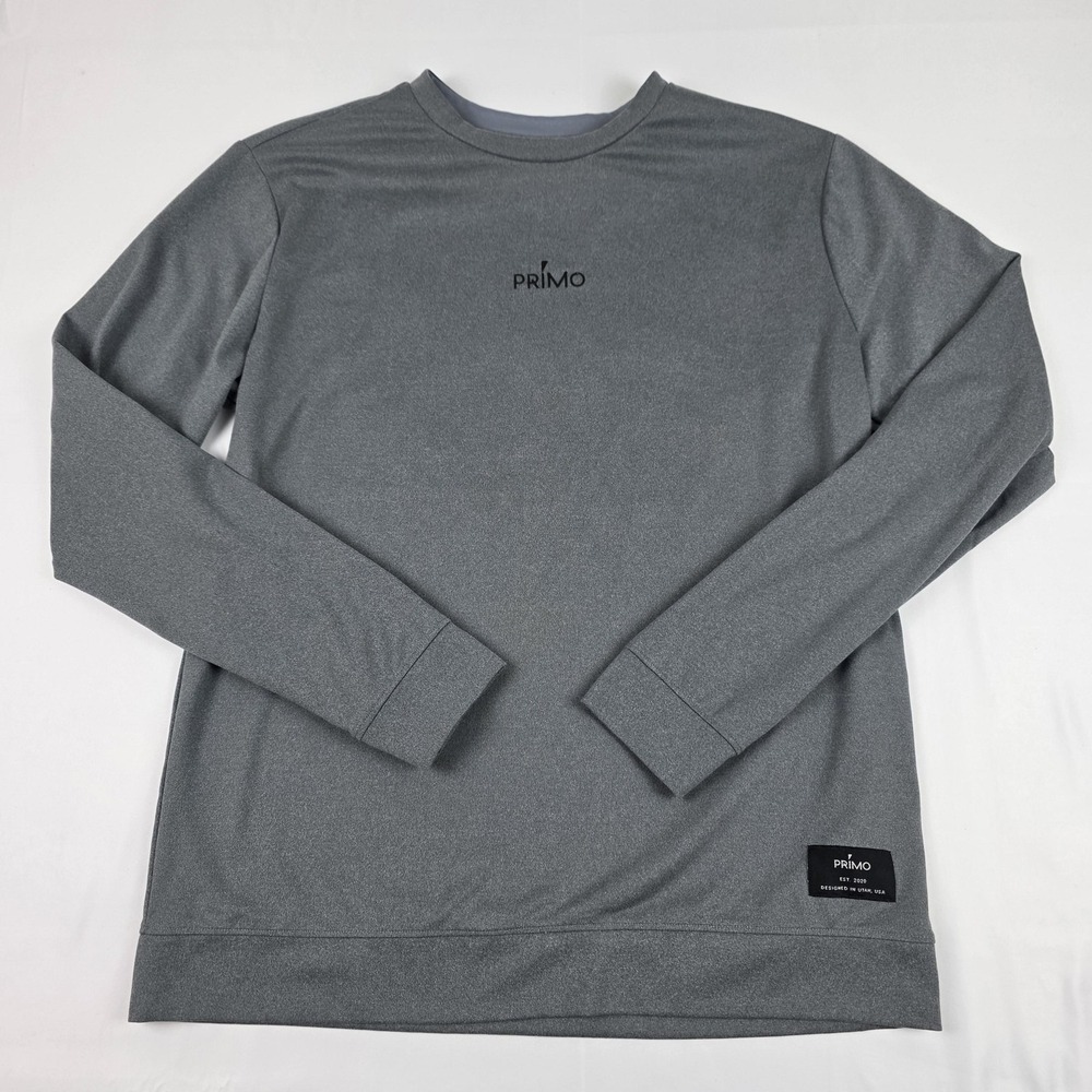Primo Shirt Mens Large Gray Long Sleeve Crewneck Stretch Athletic Training